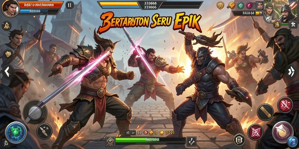 Screenshot yang menunjukkan serangan epik dalam permainan Fighting.