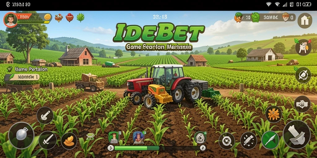Screenshot utama IDEBET menunjukkan gameplay yang seru dalam bertani.