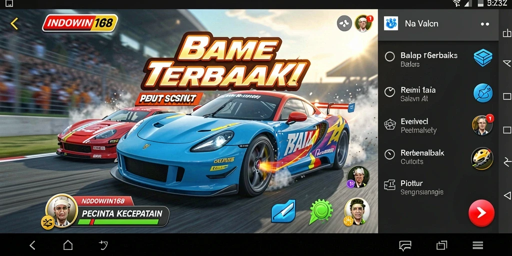 Tangkapan layar menampilkan balapan seru dalam INDOWIN168.