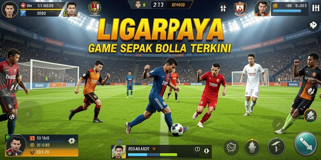 Tampilan menarik pada gameplay LIGARAYA yang penuh aksi sepak bola.