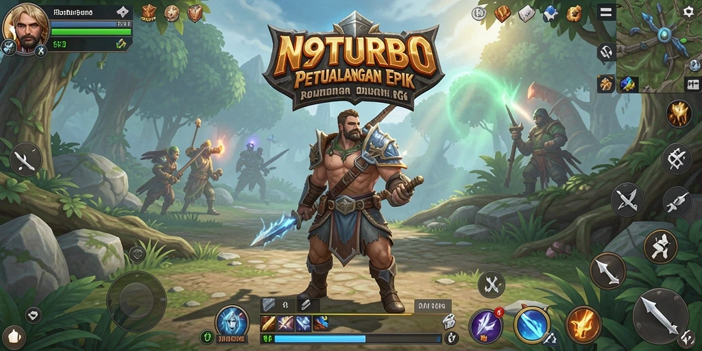 Screenshot N9TURBO menampilkan aksi gameplay RPG yang seru dan menawan.