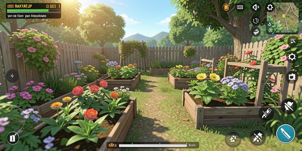 Tampilan menarik dari gameplay RAKYATJP yang memperlihatkan aktivitas bertani.