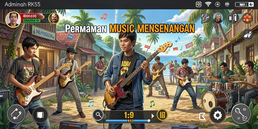 Tampilan gameplay RK55 yang menarik dan penuh warna.