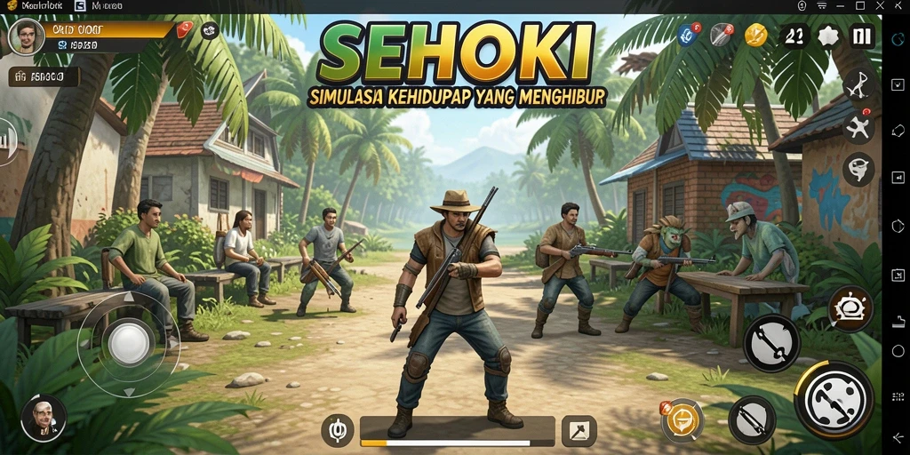 Tampilan gameplay <strong>SEHOKI</strong> yang menampilkan interaksi sosial dan eksplorasi dunia.